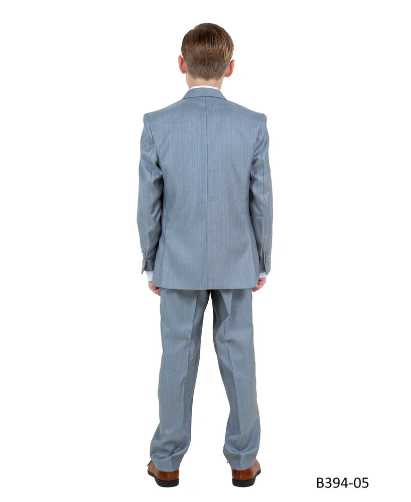 Boys Metallic Blue Suit in Modern Fit by Tazzio