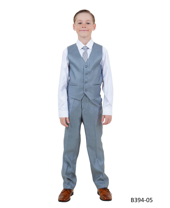 Boys Metallic Blue Suit in Modern Fit by Tazzio
