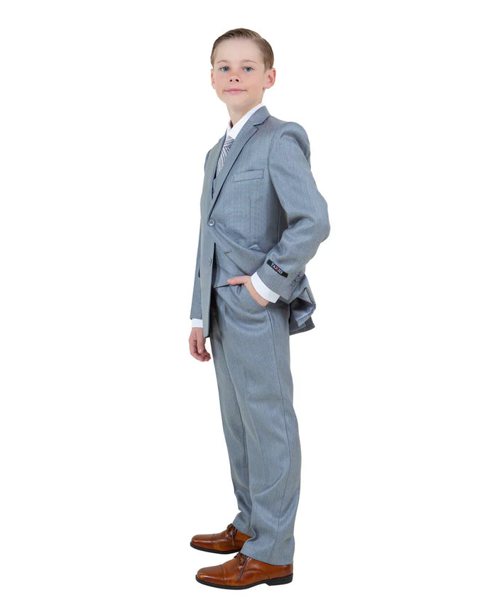 Boys Metallic Blue Suit in Modern Fit by Tazzio
