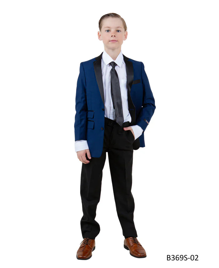 Boys Indigo & Black Suit by Tazzio