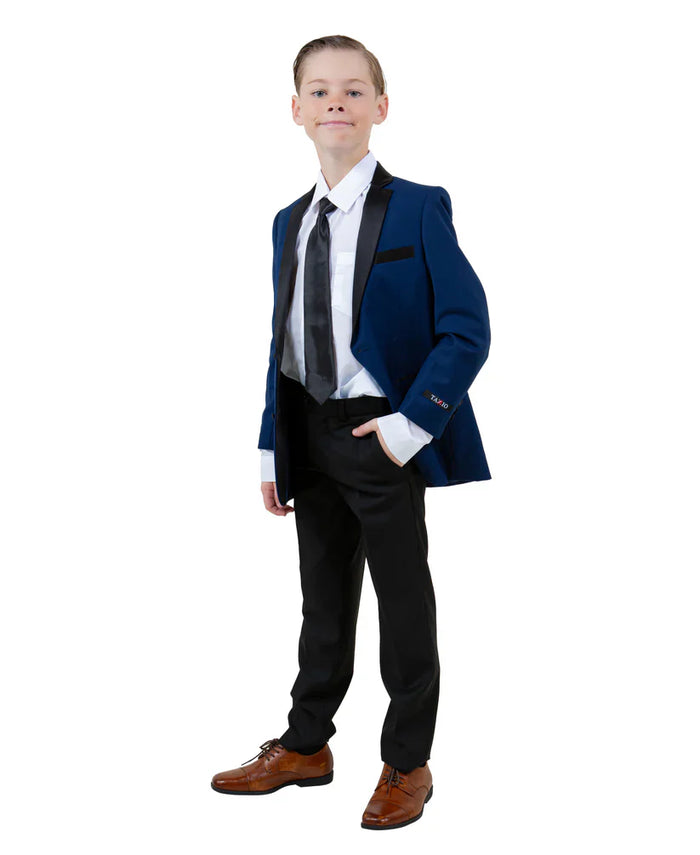 Boys Indigo & Black Suit by Tazzio