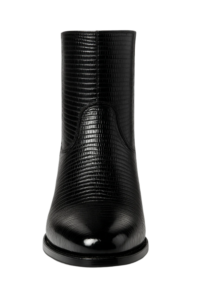 Mens Dress Ankle Boots Los Altos Boots Short Cowboy Boot - Western Ankle Boots Exotic Skin + Black + Skin Type