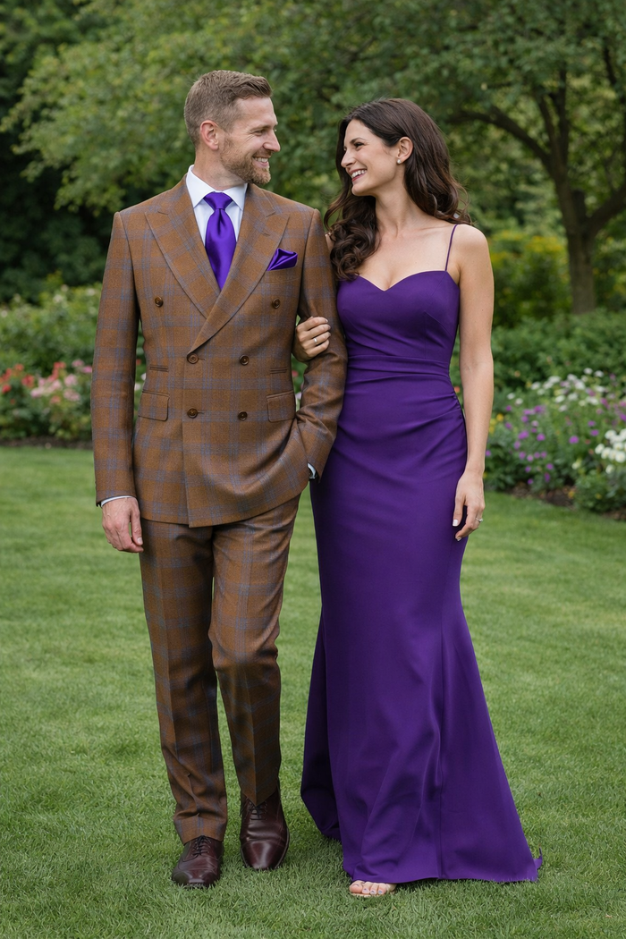 Chestnut Royale Plaid Double-Breasted 3-Piece Signature Suit