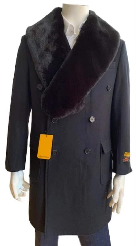 Men's Wool & Cashmere Peacoat | Double Breasted Overcoat | 3/4 Length Topcoat