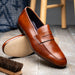 Zelli Tippa Italian Calfskin Penny Loafers, a Classic Cognac Slip-On