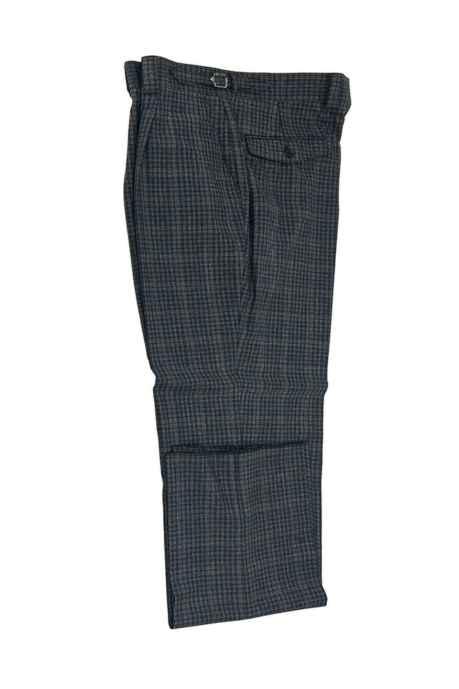 Tiglio Luxe Gray Mini Check with Taupe Windowpane Semi-Wide Leg Wool Marbella Dress Pants TL3328