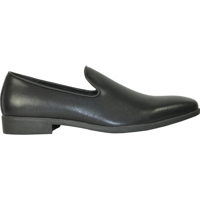 Bravo Mens Classic Plain Toe Slip on Loafer Dress Shoe in Black