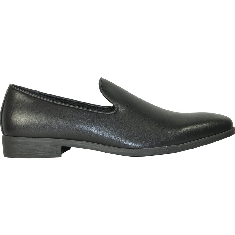 Bravo Mens Classic Plain Toe Slip on Loafer Dress Shoe in Black