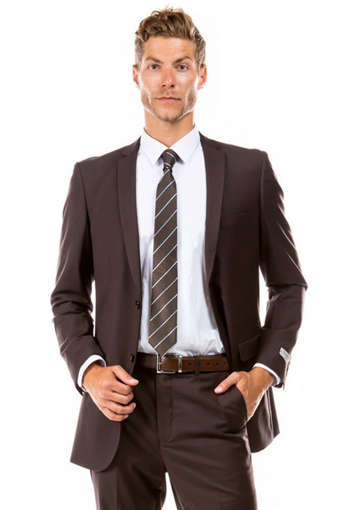 Men's Slim Fit Brown Wedding Suit by Tazzio Suits