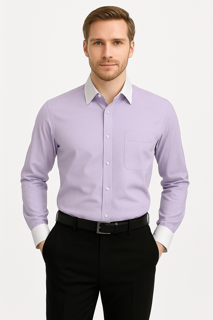 Classic Stylish Fashionable -White Collar Two Toned Contrast white collars Multi-color Men's Dress Shirt