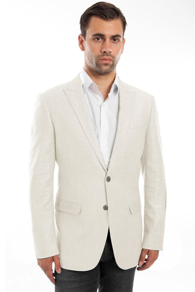 Men's Ivory Linen Blazer by Tazzio Suits