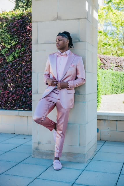 Men's Dusty Rose Sharkskin Vested Suit