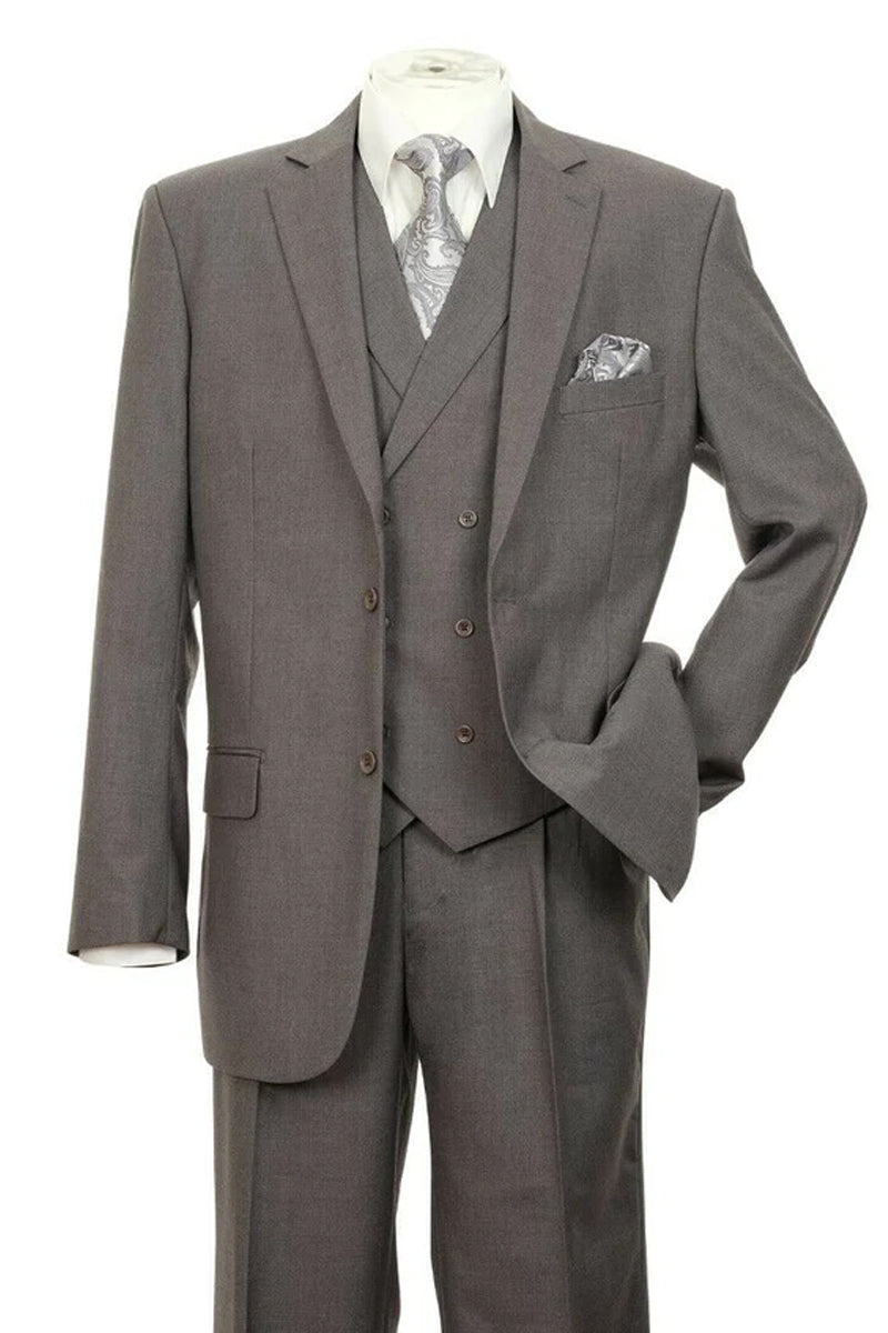 Mens 2 Button Classic Fit Pleated Pant Suit in Big & Tall Sizes in Grey main image 1