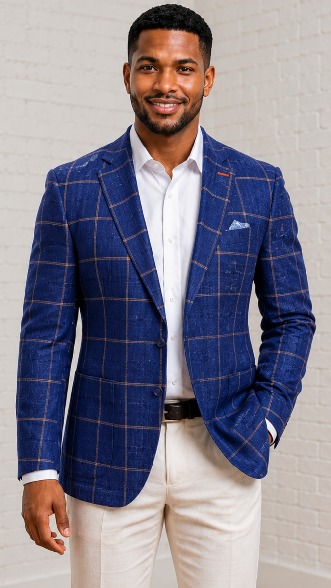Indigo Blazer Wool Sport Coat Mens Jacket