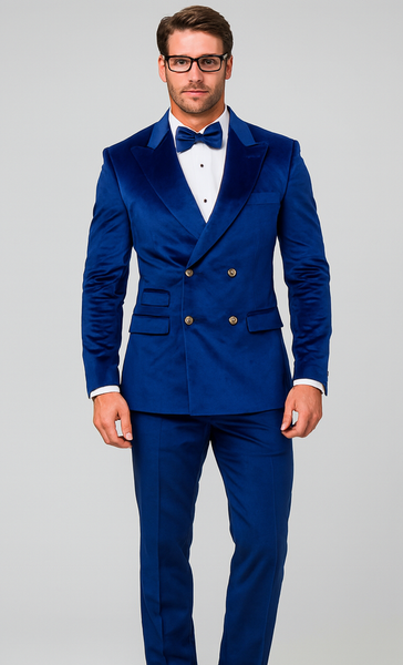 Velvet Suits - Double Breasted Suits - Slim Fit Suit Burgundy