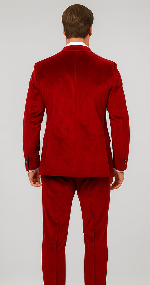 Velvet Suits - Double Breasted Suits - Slim Fit Suit Burgundy