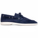 Zelli Venice Hand-Stitched Sueded Goatskin Boat Shoe in Navy