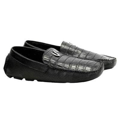 Vestigium Caiman Belly Driving Loafers Black - Black Caiman Belly men's driving loafer