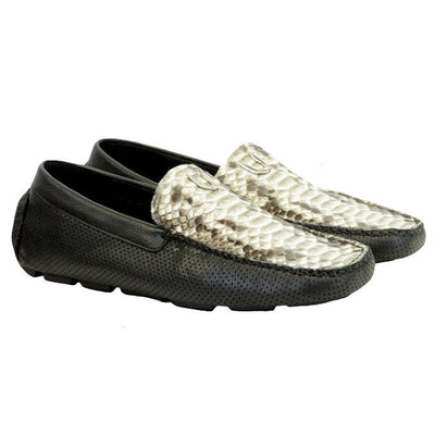 Vestigium Python Driving Loafers Natural Black - Natural Black Python men's driving loafer