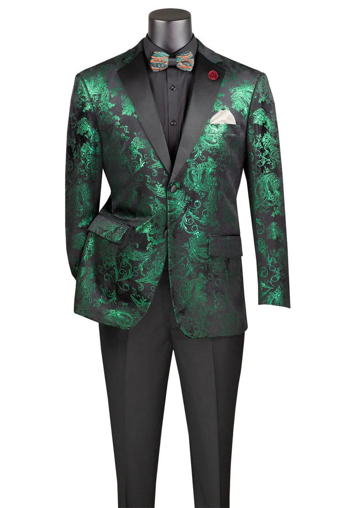 Posh Paisley Velvet Emerald Tuxedo Jacket