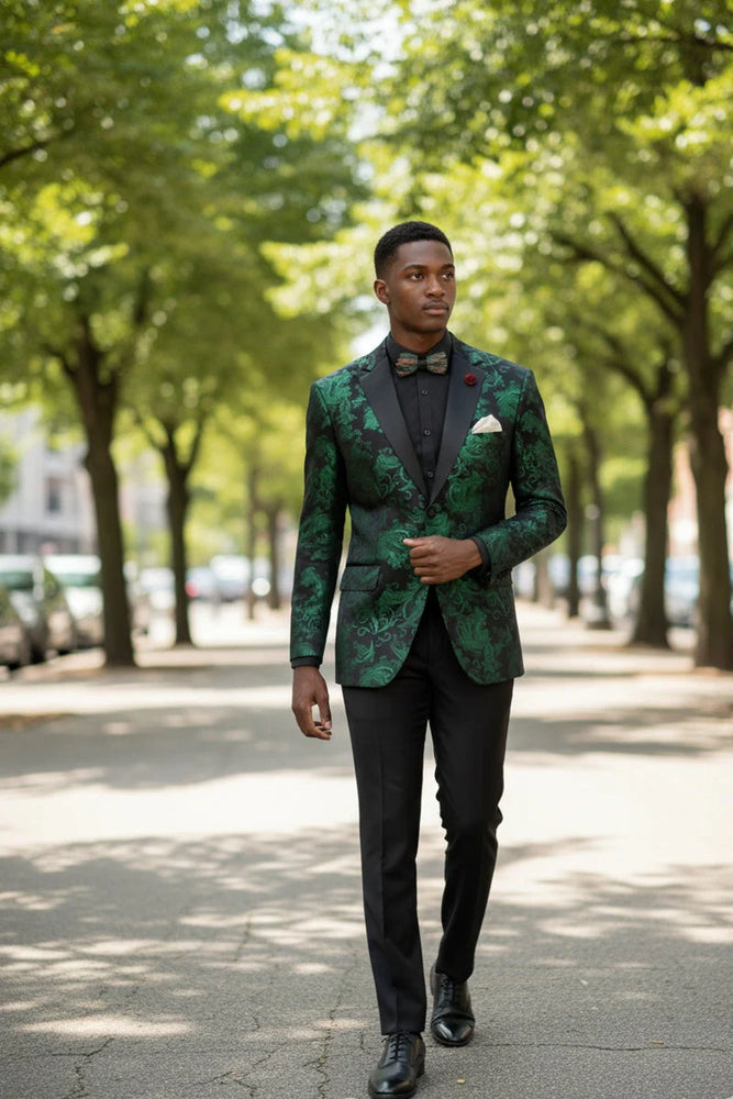 Posh Paisley Velvet Emerald Tuxedo Jacket