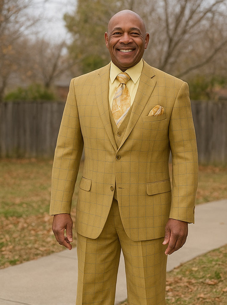 1920s Vintage Suits Patterns Checkered Suit Tan