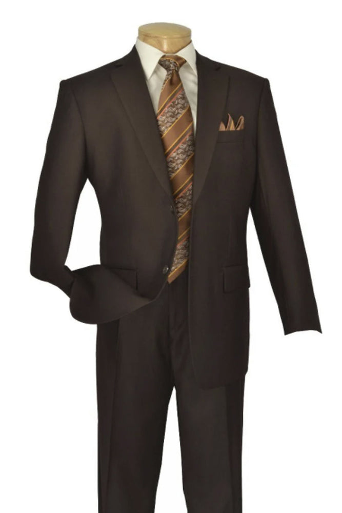 Apollo King Brown Poplin Suit: Modern Fit Two-Button