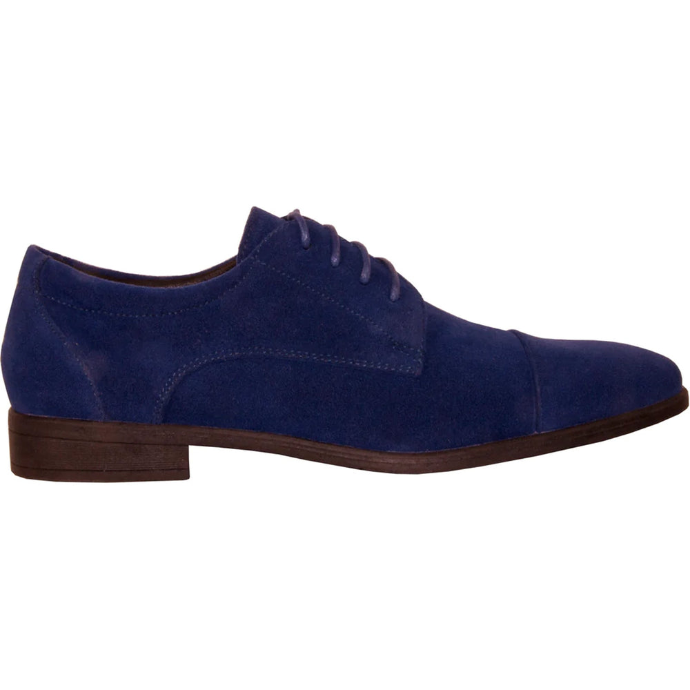 Bravo Mens Formal Suede Style Wedding & Prom Cap Toe Dress Shoe in Royal Blue