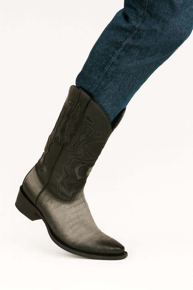 King Exotic Men's Caiman Belly Snip Toe Boots