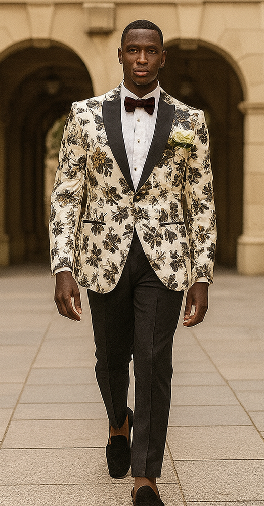 White and Black Floral Blazer - Dinner Jacket - Sport Coat - Linen Blazer