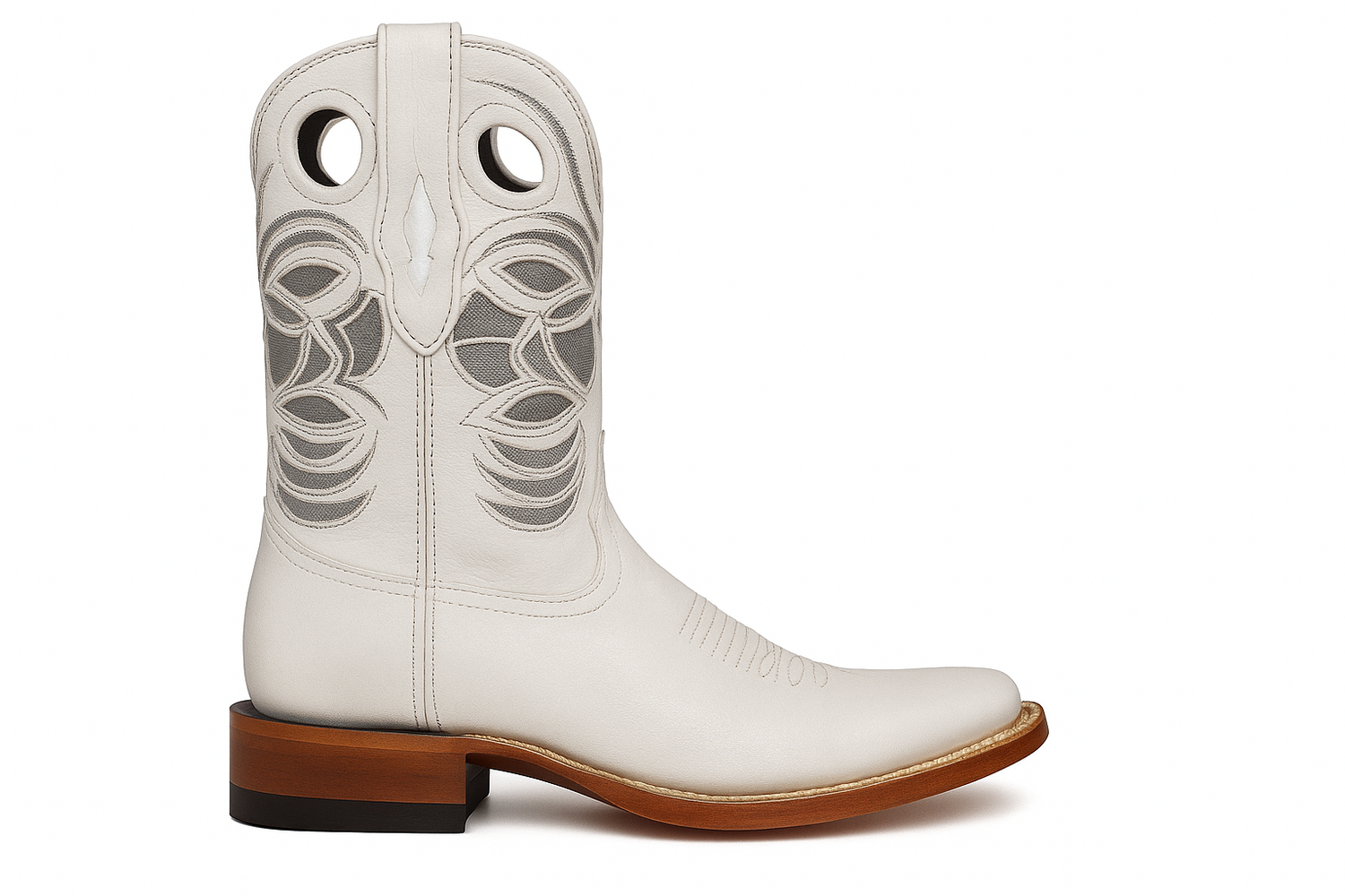 Wild West Botas de Panza de Avestruz Horma Square Toe White