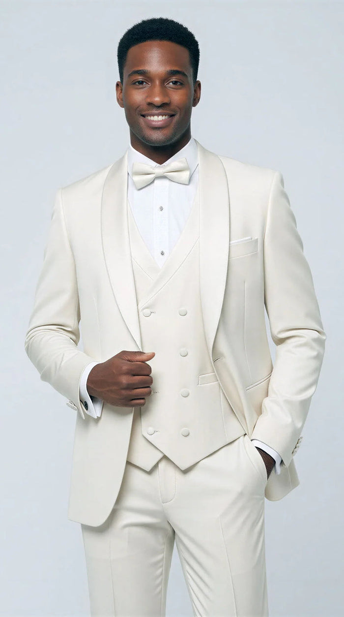 Ivory Modern Shawl Lapel Tuxedo Set – Wedding & Prom