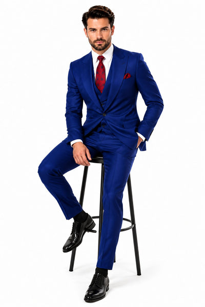 Big Lapel - Wide Lapel - Tom Ford Style Suit - Ticket Pocket - Royal Blue