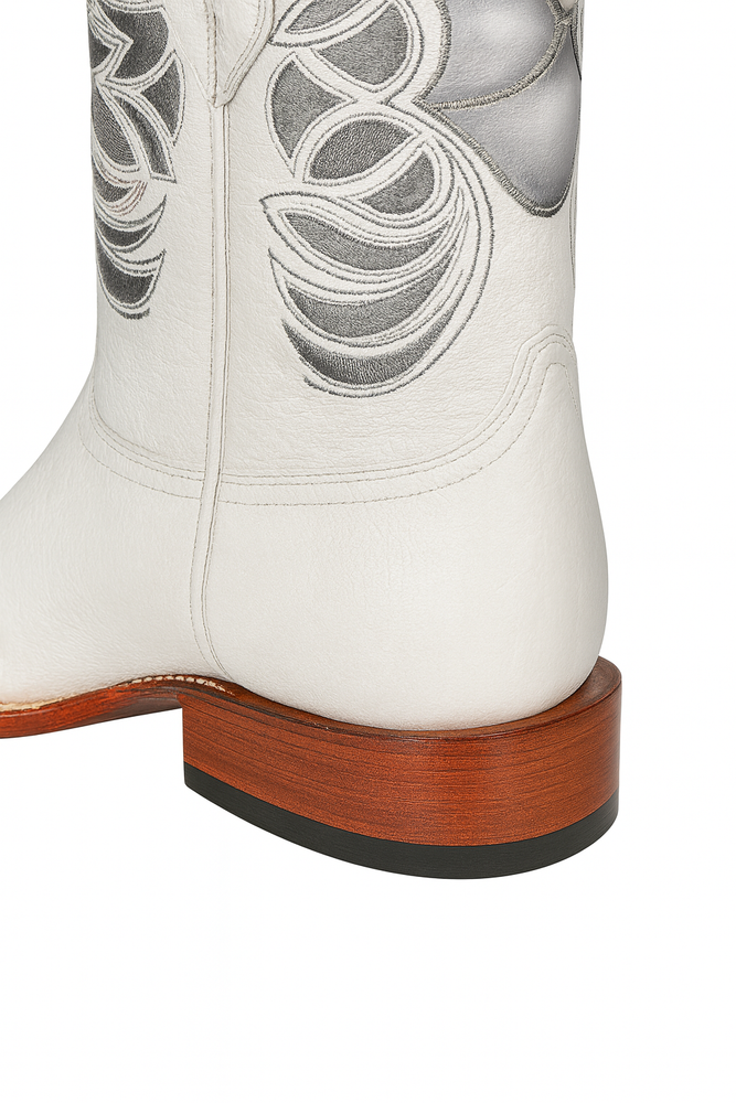 Wild West Botas de Panza de Avestruz Horma Square Toe White
