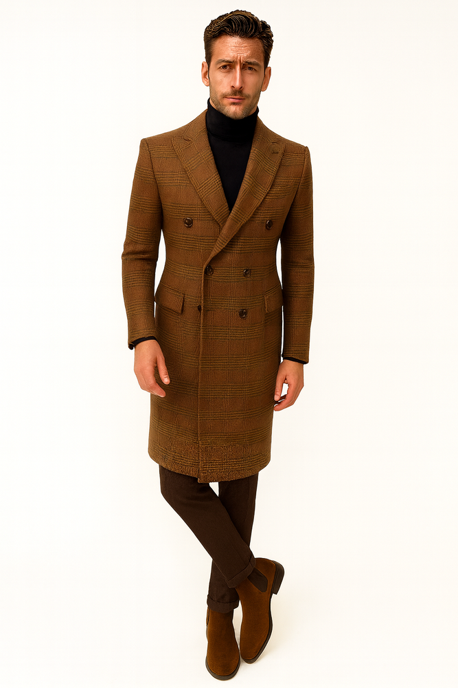 Mens Plaid Overcoat - Peacoat - Plaid Topcoats