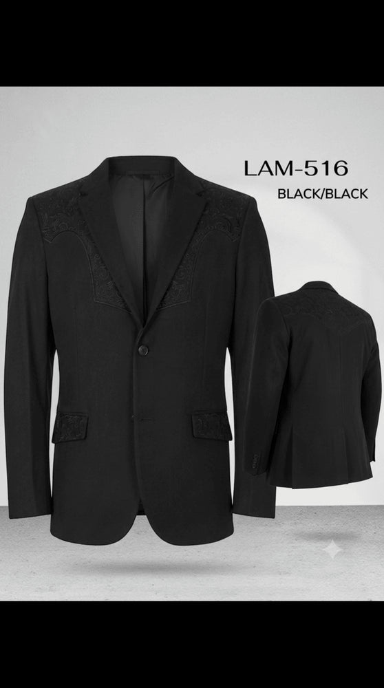 Men's Suede Cowboy Blazer Ultra Slim Fit LAM-516 in Color Black