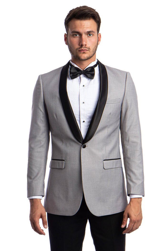 Men's Grey & Black Shawl Lapel Dinner Jacket