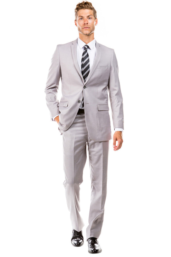 Men's Light Grey Slim Fit Wedding Suit from Tazzio Suits
