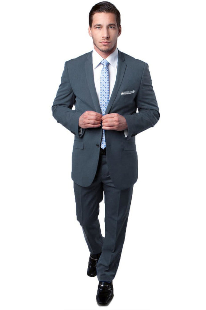 Men's Slim Fit Grey Travel Suit by Tazzio Suits