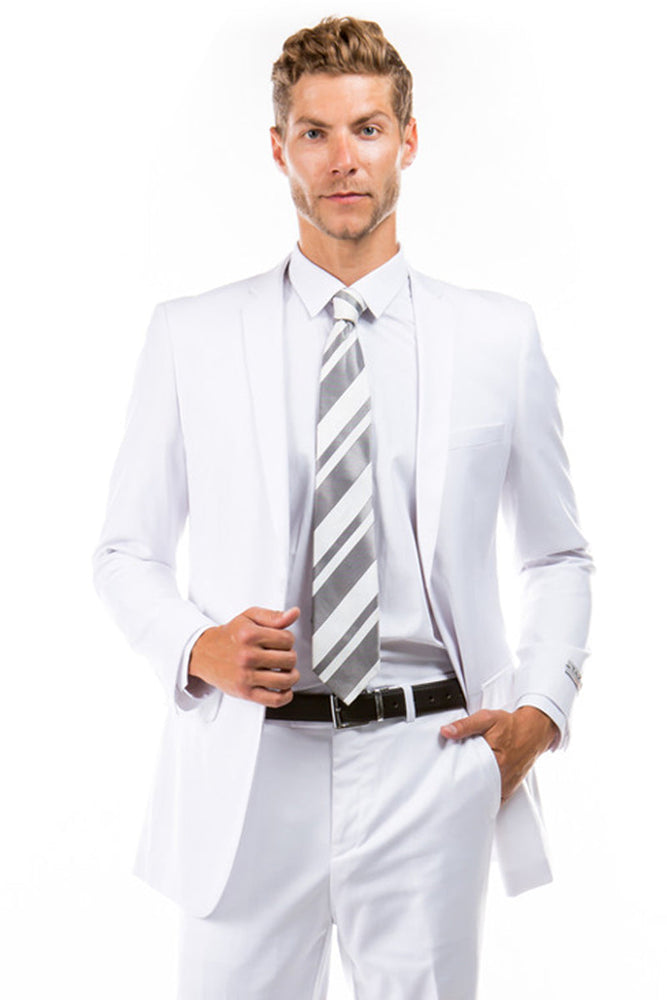 Mens Slim Fit Wedding Suit in White from Tazzio Suits
