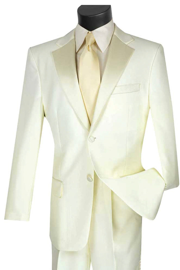 Men’s Classic Fit 2-Button Poplin Suit in Ivory