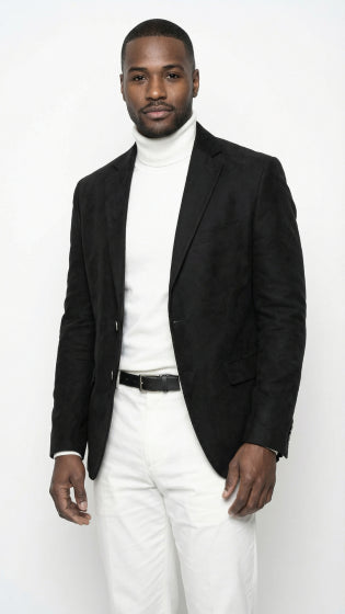 Zacchi Men’s Black Micro Suede Sport Coat – Modern Fit