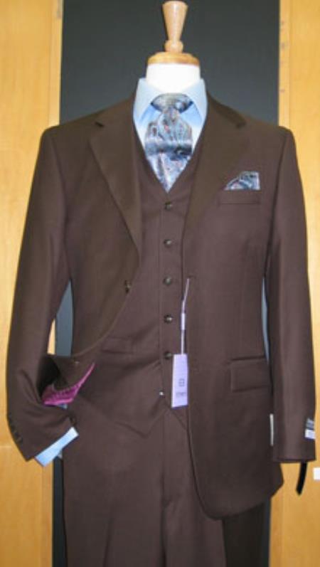 Men'S 2 Button English Brown Super Business Business ~ Wedding 2 Piece Side Vented 2 Piece Suits For Men