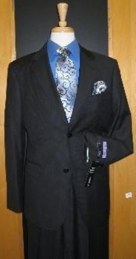 2 Button Charcoal Pinstripe Flat Front Suit - Color: Dark Grey Suit mensusa