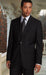 2 Button Pleated Pants Side Vents Conservative Pinstripe Color Black Men's Suit mensusa