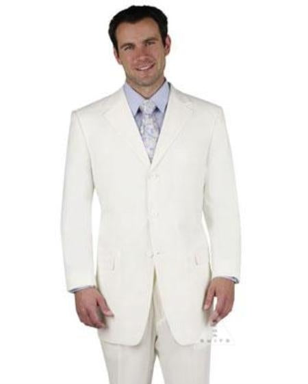 2 Button Solid Side Vent 1 Pleat Pants Regular Fit poly~rayon White Suits For Men mensusa