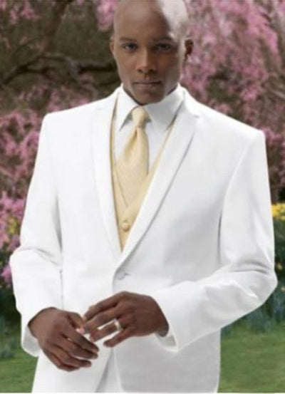 2 Button Style White Tuxedo Suit + Tux Shirt & Bow Tie With Any Color Optional Color Ve mensusa