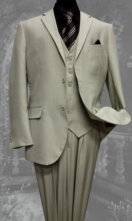 Mix and Match Suits Men's Charcoal Gray Pinstripe 2 Button Vested 3 Piece three piece Suit Separate Any Size Jacket & Pants main image 0