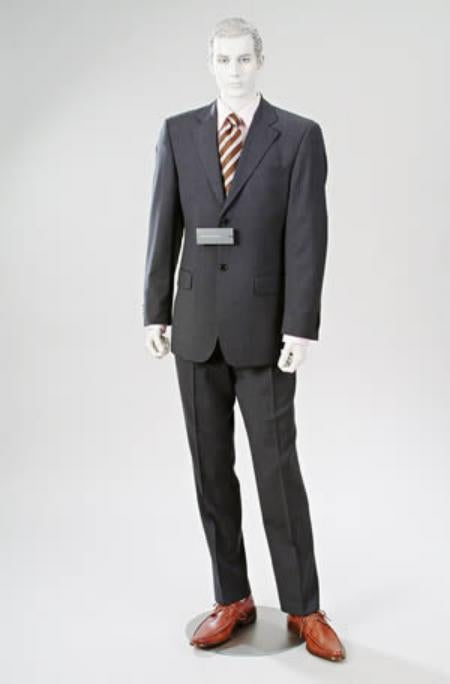 2 Buttons Flat Front Double Vent Charcoal Gray Available In 3 Buttons Style Regular Classic Cut - Color: Dark Grey Suit - mensusa