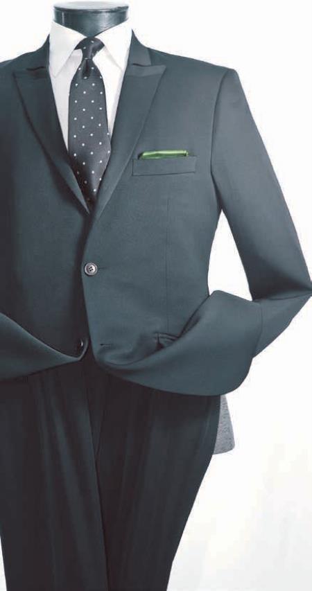 Single Breasted Men's 2 Piece Slim Suit - Narrow Peak Lapel Black main image 1
